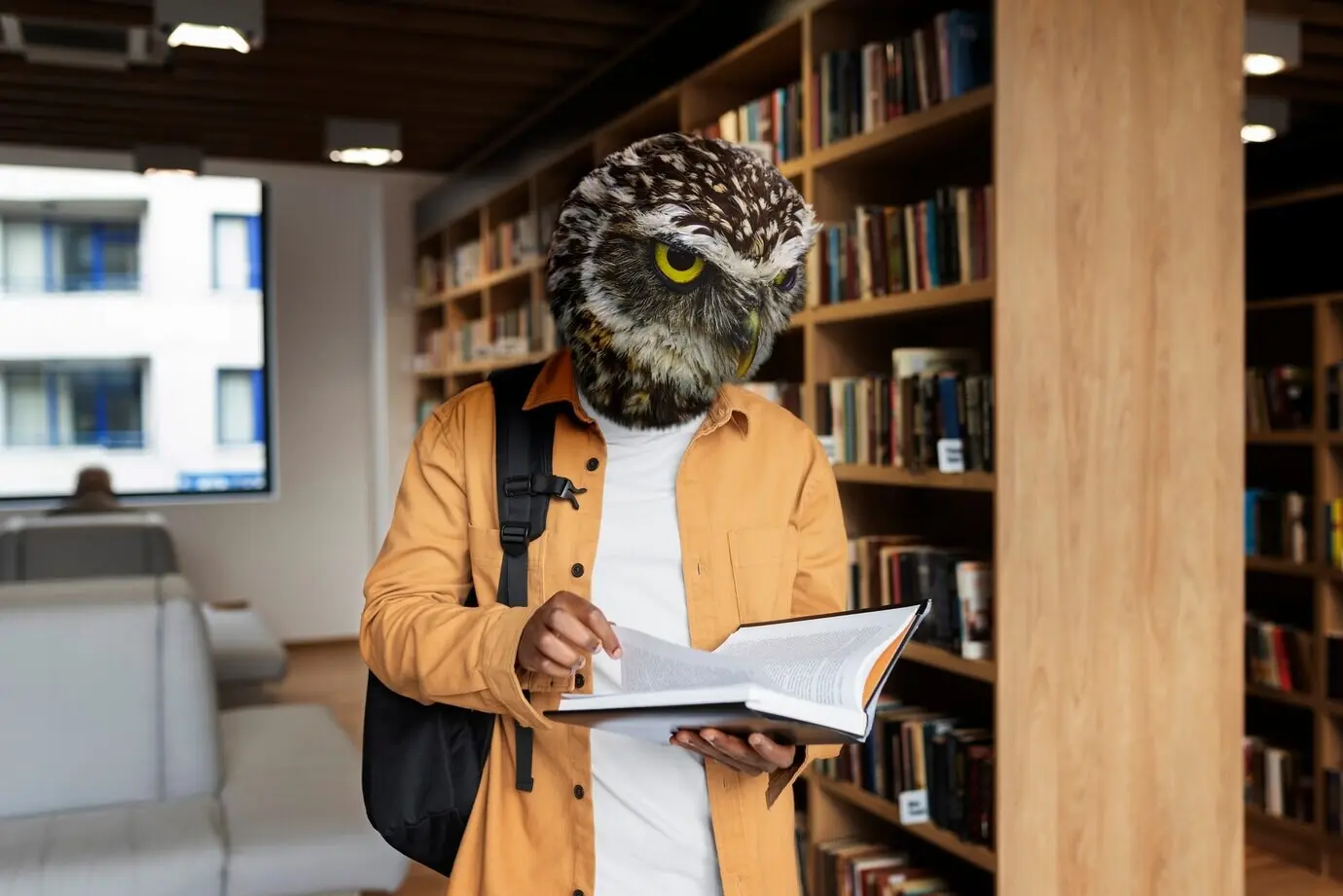 Komposition einer Person mit Tierkopf