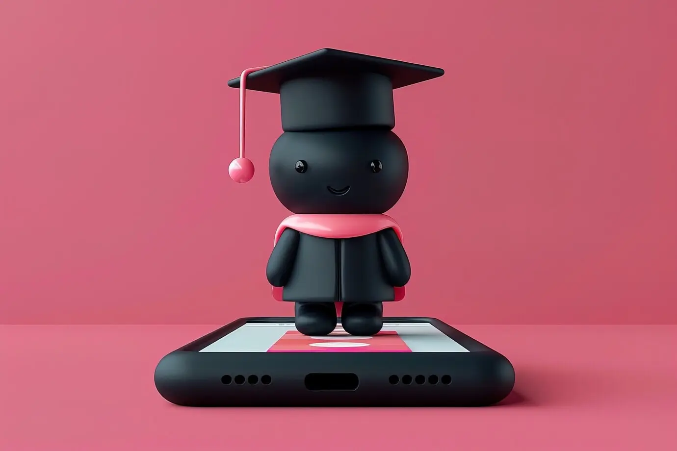 3D-Charakter, der aus einem Smartphone herauskommt